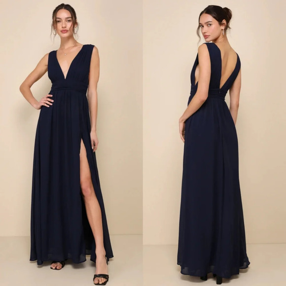 Lulus Dresses & Skirts - Lulus Heavenly Hues Navy Blue Maxi Dress M Wedding Party Guest Bridesmaid Formal